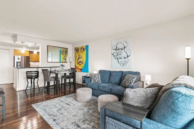 OceanView condo open living room and kitchen